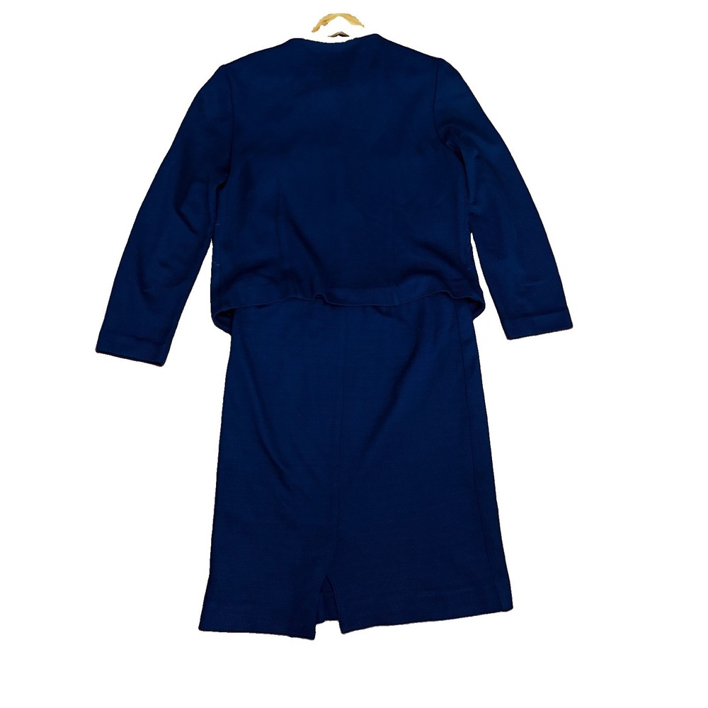 VTG 90's Leslie Fay Women's 2 Piece Skirt Set 12 Navy Officecore Office Siren - Picture 6 of 9